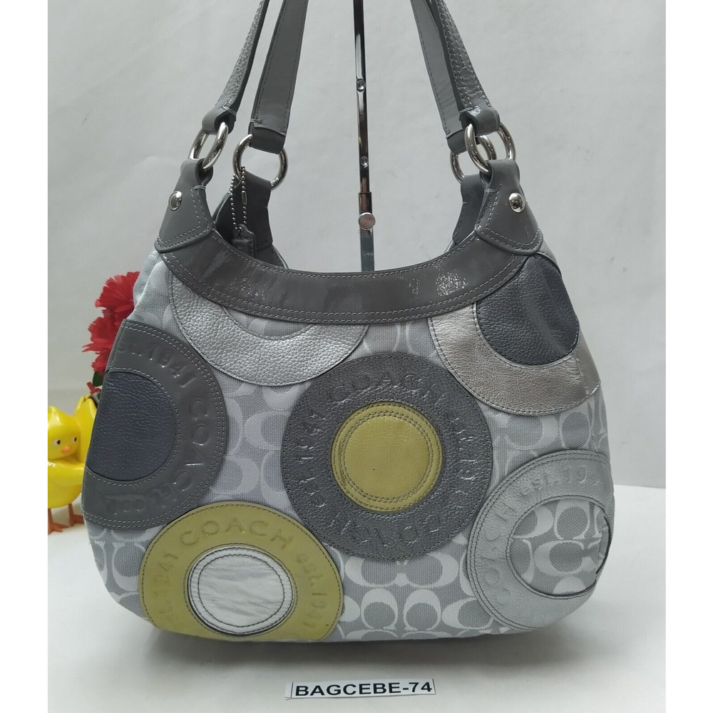 Coach Multicolor Round Patchwork Canvas Leather 3… - image 2